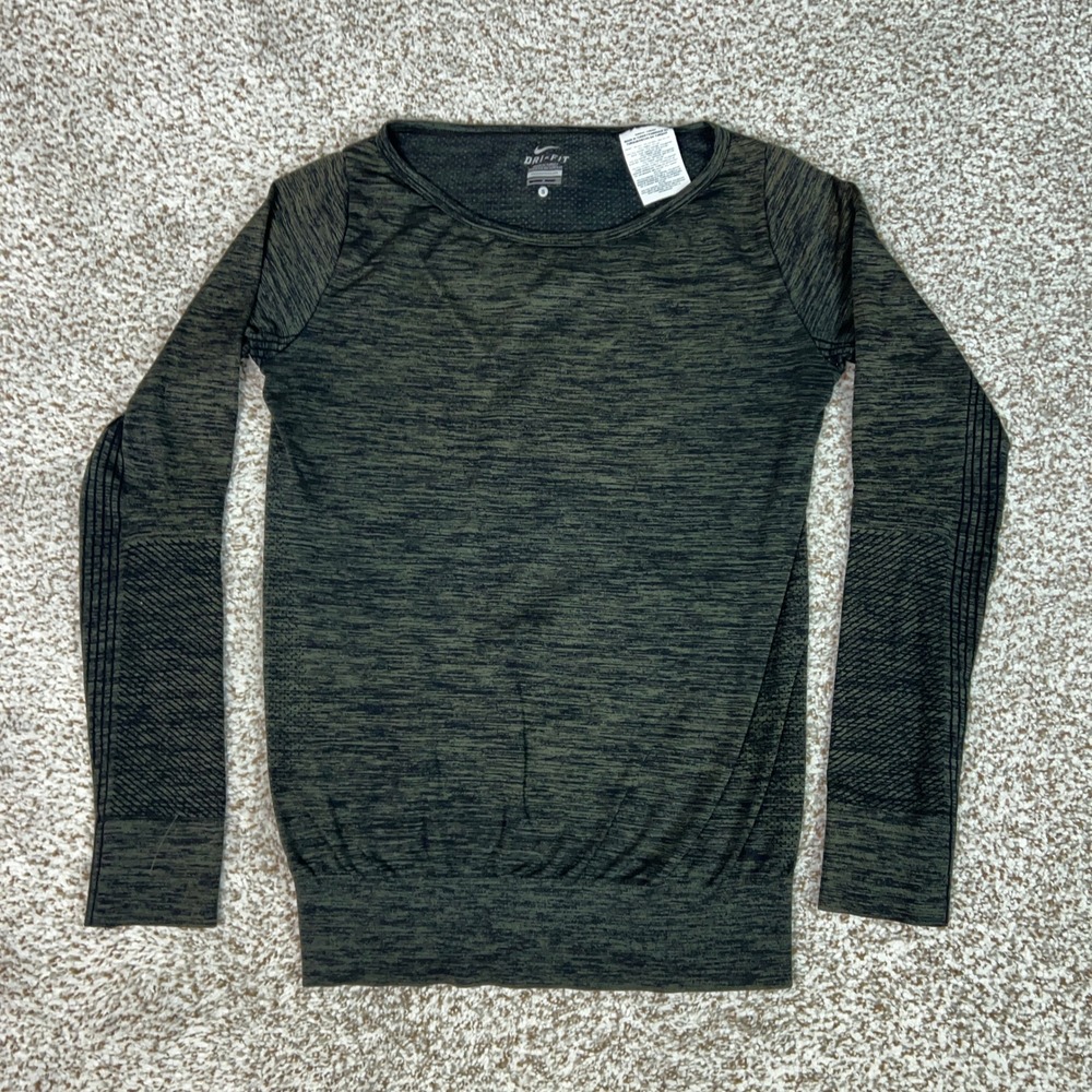 Nike Shirt Women Small Gray Workout Breathable Active Long Sleeve Top Gym Sport